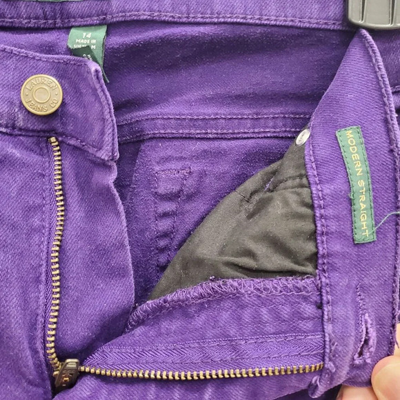 Lauren Ralph Lauren Modern Straight Woman's Vintage Purple‎ Denim Jeans Plus 14 - Picture 3 of 6
